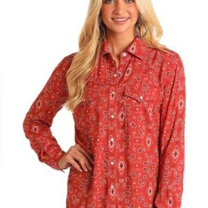 LADIES WESTERN PAISLEY LS SNAP SHIRT